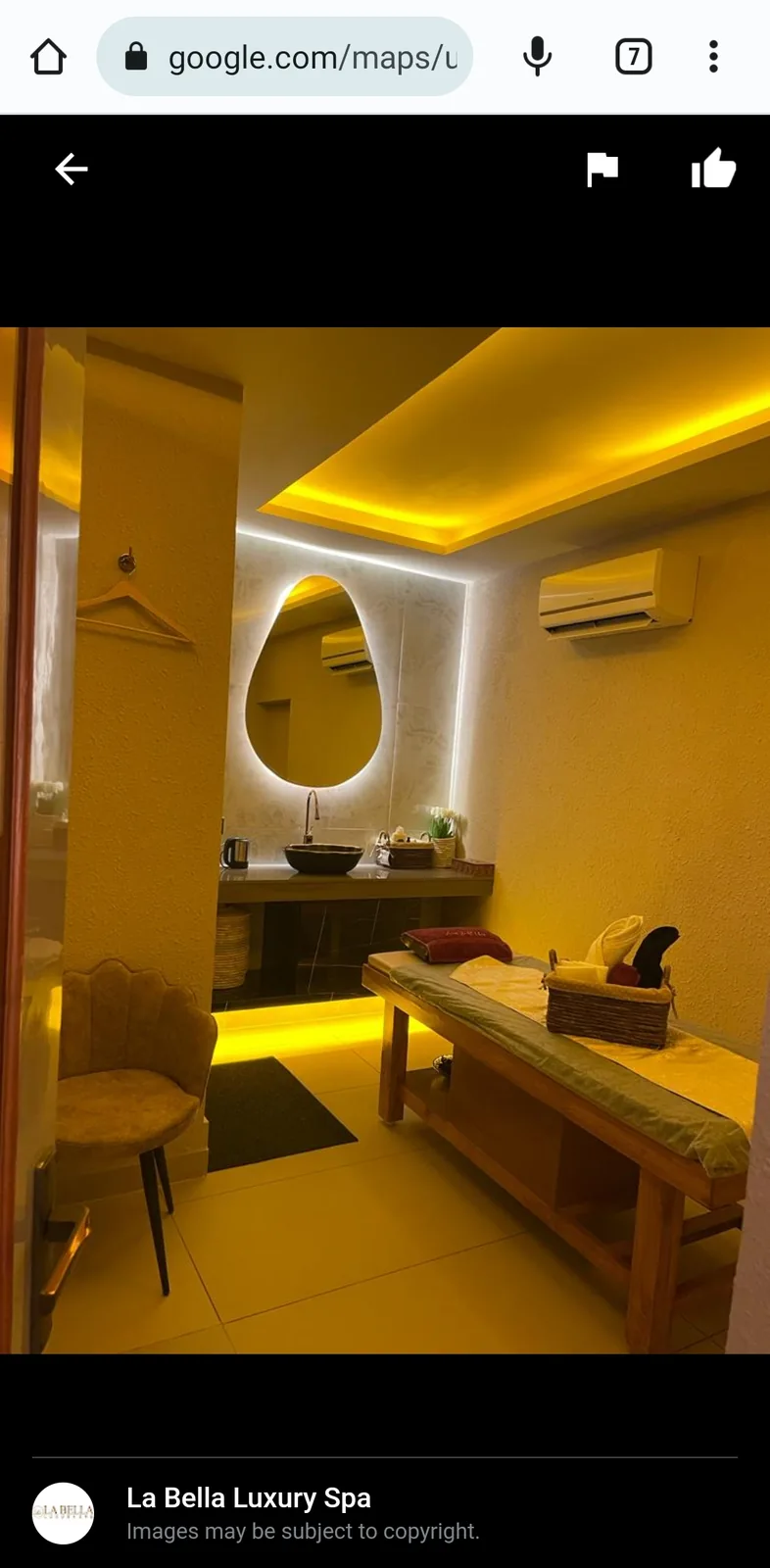 Luxury Spa Paris treatment suite with illuminated mirror